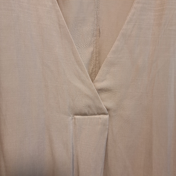 H&M Satin Kaftan Dress Beige V-Neck Midi Drapey Slouchy Oversized Boho Sz XXL - Picture 5 of 11